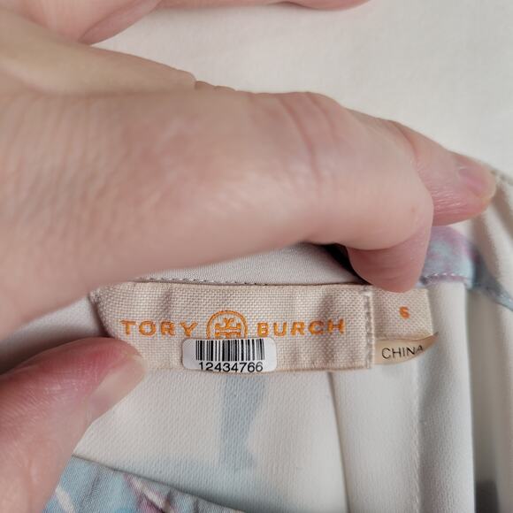 Tory Burch Louisa 100% silk floral pleated ruffled hem midi skirt Sz 6 feminine - Picture 5 of 13